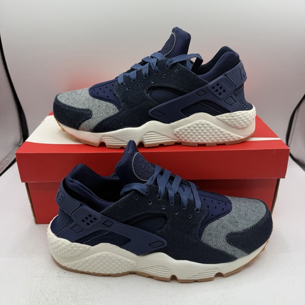 Nike Air Huarache Run SE Running Shoes Womens 10 Blue Denim Sneakers 859429-401